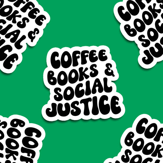 Coffee Books Social Justice Vinyl Sticker