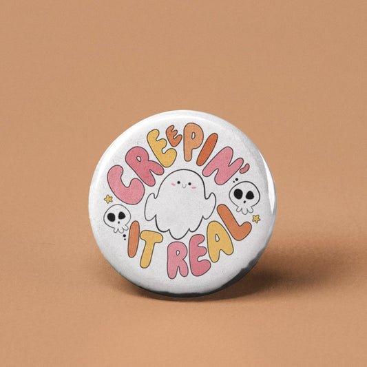 Creepin it Real Pinback Button, Flair, Badge, Accessories, Pinback, Bulk, Pin, Ghost